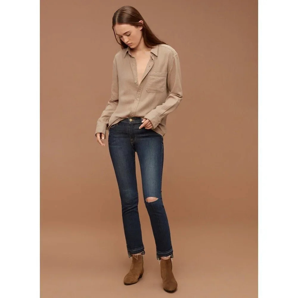 Frame Le Straight Anchorage Released Step Raw Hem Jeans- size 25